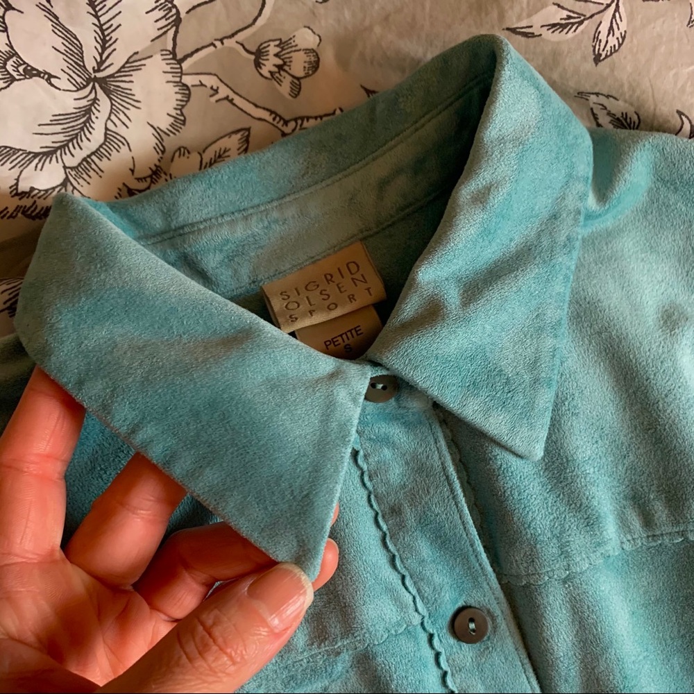 π Turquoise Faux Suede Top - Picture 9 of 12